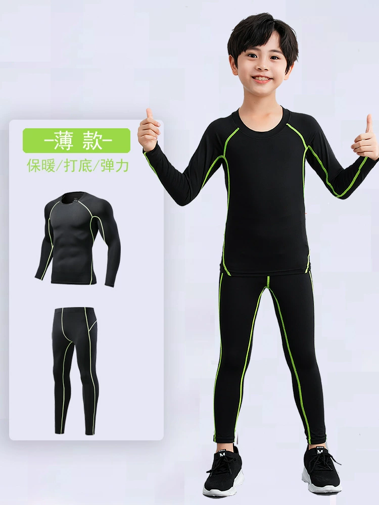 Children's fleece basketball football sports suit for training for gym, quick dry long-sleeve, tight, for running