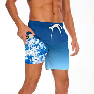 Lazada Popular Running Fitness Pants Men's Shorts Summer Quick-Drying Double-Layer Casual Beach Pants Men's Surfing Swimming Pants