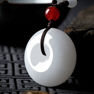 Hotan White Jade Safety Buckle Pendant for Men and Women Jade Pendant Jade Pendant Jade Ware Jade Pei Couple Jade Necklace