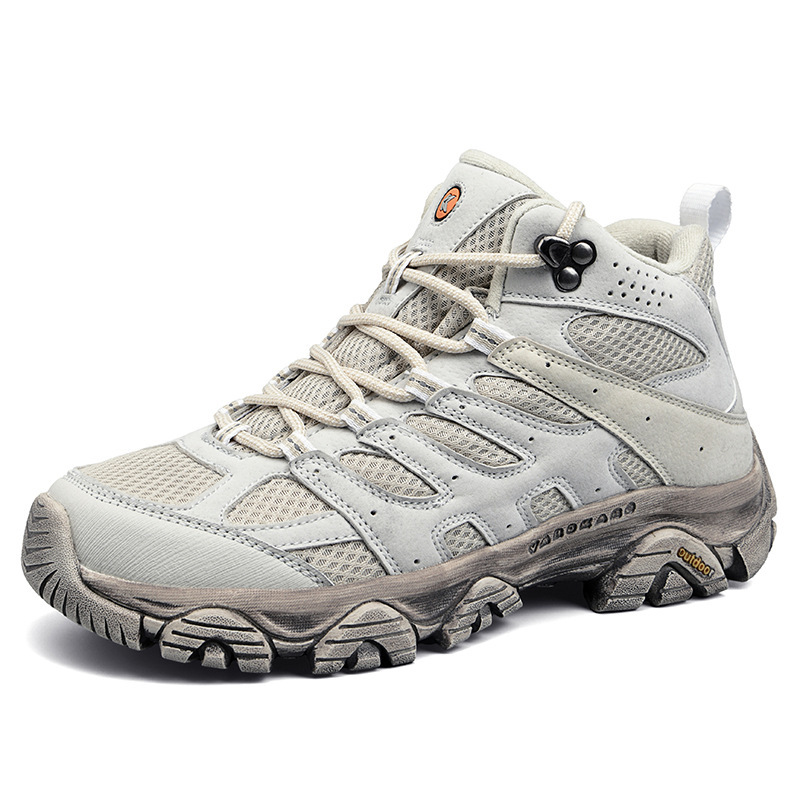 New Four-Season High-Top Outdoor Shoes for Men and Couples, Mesh Breathable Hiking Shoes, Non-Slip Off-Road Rock Climbing Hiking Shoes Wholesale
