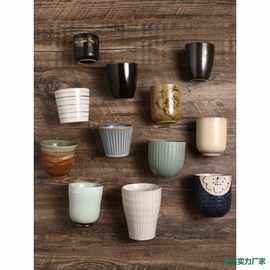 酒杯小盏简约复古创意小酒杯陶瓷手握饭店花纹杯子家用喝水杯日式