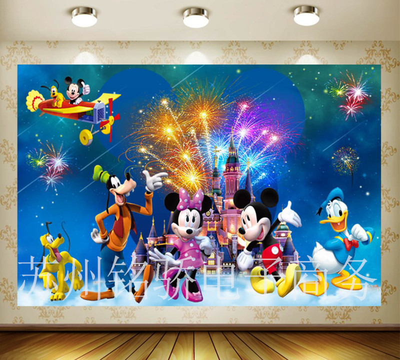 Amazon Night Sky Castle Mickey Minnie children's birthday party photography background cloth cross-border props decoration Amazon Night Sky Castle Mickey Minnie children's birthday party photography background cloth cross-border props decoration