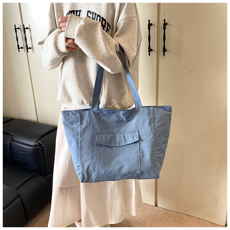 Cross-border laid-back style nylon bag for women 2025 new casual large-capacity shopping handbag, simple and lightweight single-shoulder bag undefined