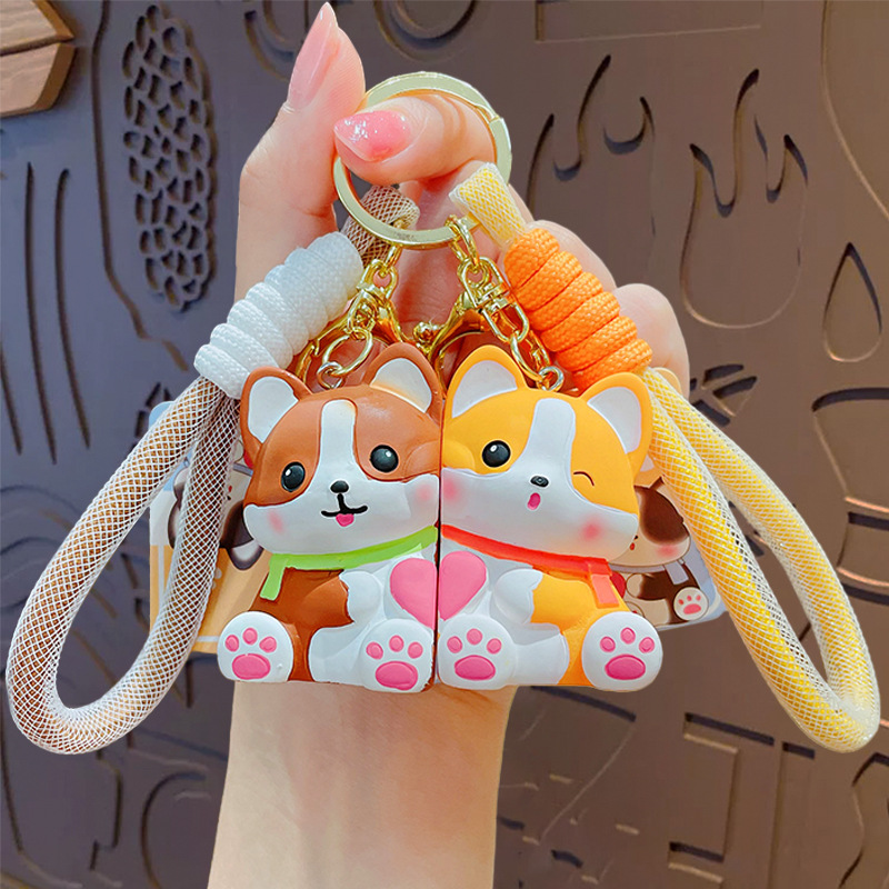 커플 코기 스티커 펜던트 - 커피 오렌지 스타일