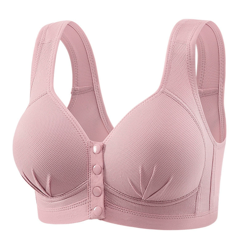 Удобный бюстгальтер пуш-ап с передней пуговицей, непровисающий бюстгальтер для женщин среднего и пожилого возраста без ободков, бюстгальтер пуш-ап с чашкой, женский бюстгальтер с передней пуговицей