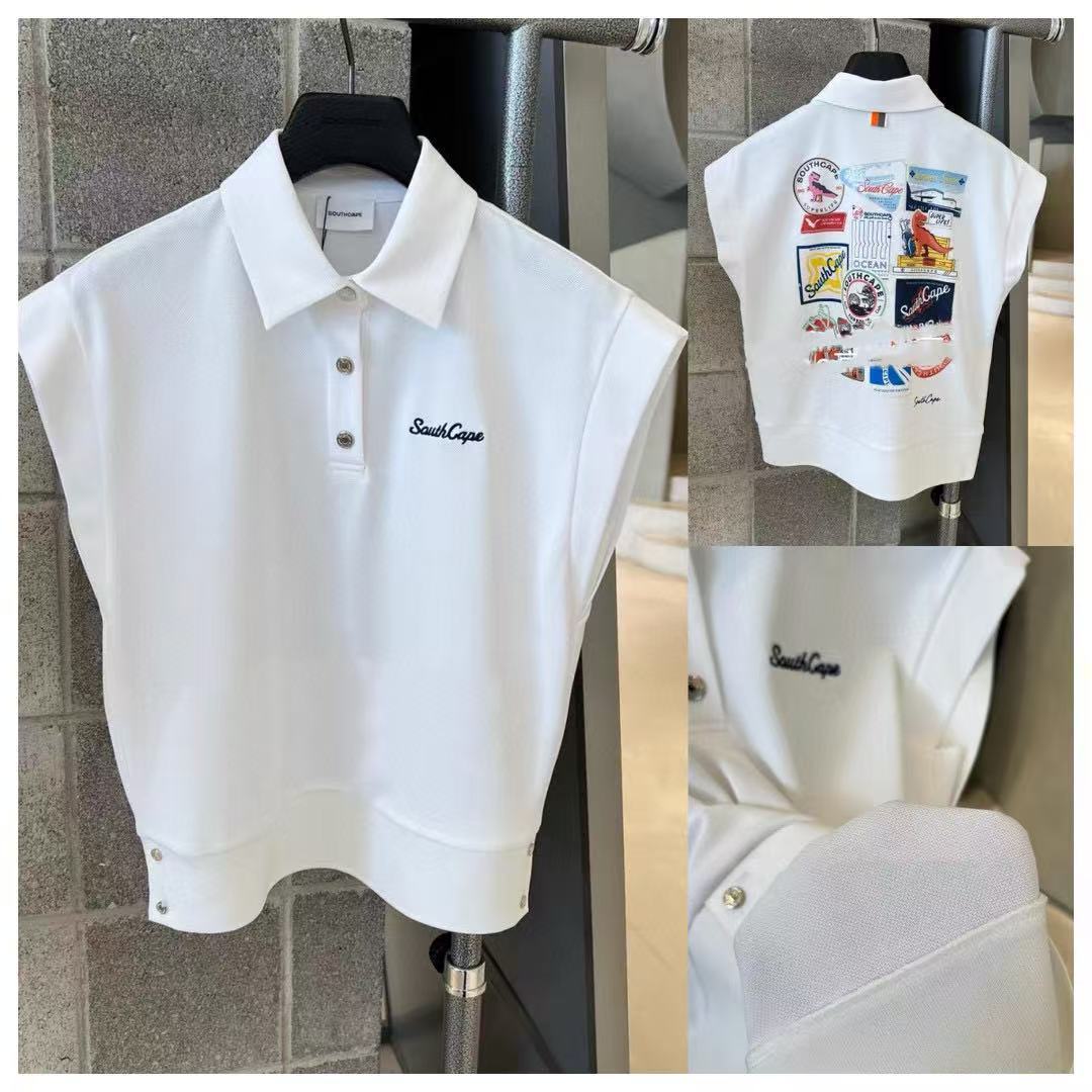 25 New Summer Golf Women's Lapel T-Shirts, Versatile Outdoor Sports Elegant Printed Short-Sleeved Slim Tops