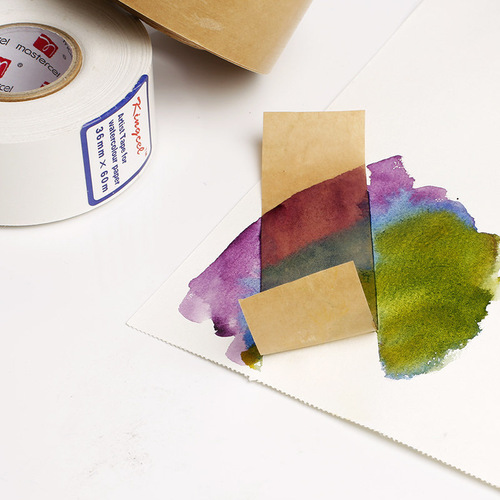 High-viscosity wet water tape Chinese painting watercolor painting framed textured paper hand-tearable yellow kraft paper water tape