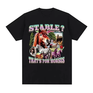 【跨境欧码】2026 New Funny horses Meme 100%cotton men's