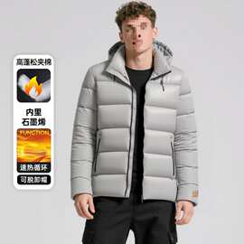2025冬季男士可拆卸连帽保暖棉服新款跨境亚马逊3D御寒棉衣男装厚