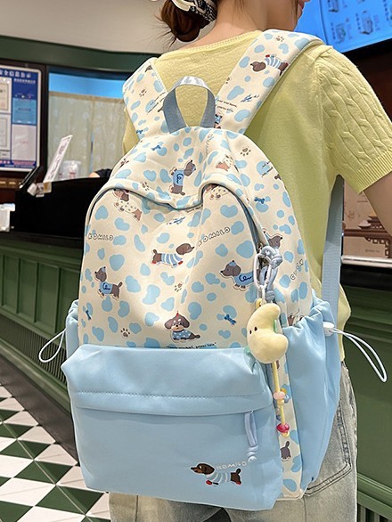 新しいクロスボーダー高価値バックパックヒョウ柄子犬かわいいスクールバッグ中学生と高校生大学生の大小バックパック|undefined