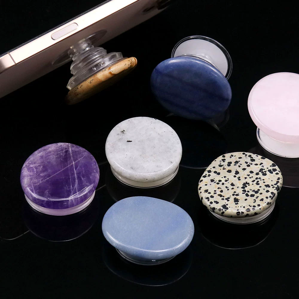 Складной и выдвижной держатель для телефона из натурального нефрита, подушка безопасности для телефона из необработанного камня