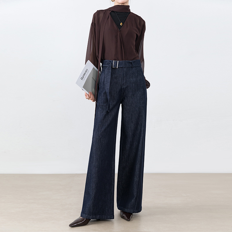 Light Luxury Retro Style Niche Loose Straight-Leg Jeans for Women 2025 New High-Waisted Slimming Wide-Leg Floor-Length Pants Light Luxury Retro Style Niche Loose Straight-Leg Jeans for Women 2025 New High-Waisted Slimming Wide-Leg Floor-Length Pants