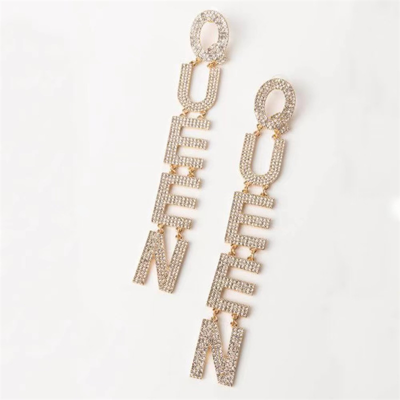 New European And American Earrings Exaggerated Queen Letter Earrings Wholesale display picture 4