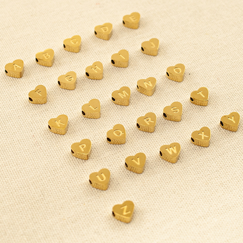 DIY Jewelry Accessories Classification 1 Piece Quantity Titanium Steel Material 1 Piece Diameter 8mm Titanium Steel Letter Heart Shape DIY Jewelry Accessories Pendant