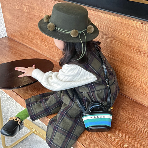 Fashionable parent-child bags  new canvas vegetable basket handbags, fashionable girls and children's clothing, mini accessories bags, trendy