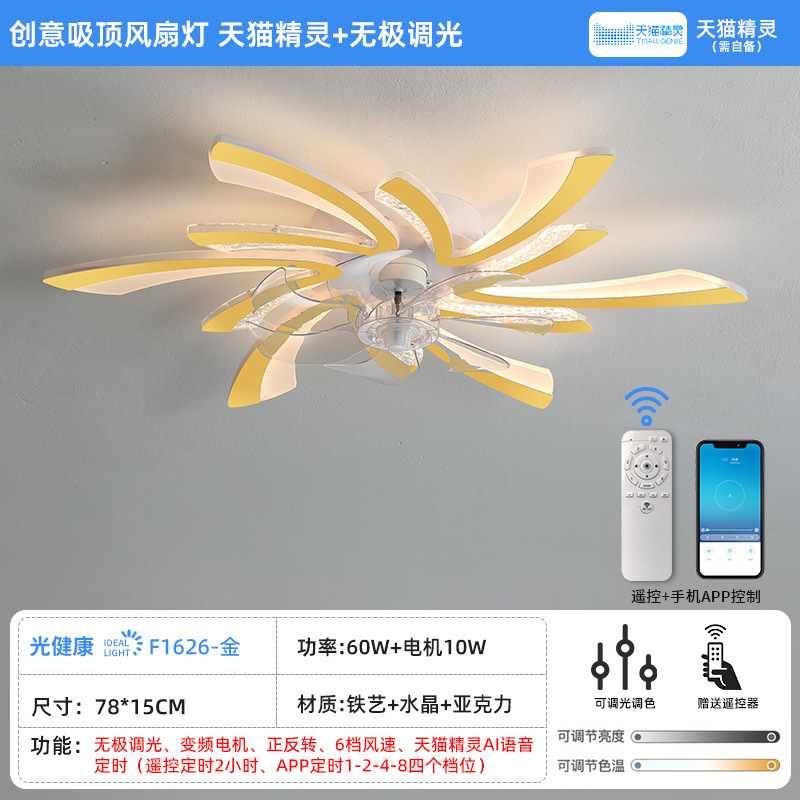 Transfronterizo 110v lámpara de ventilador de cristal lujoso dormitorio lámpara de ventilador de techo sala de estar lámpara de ventilador eléctrico de frecuencia invertida fábrica de Zhongshan image 11