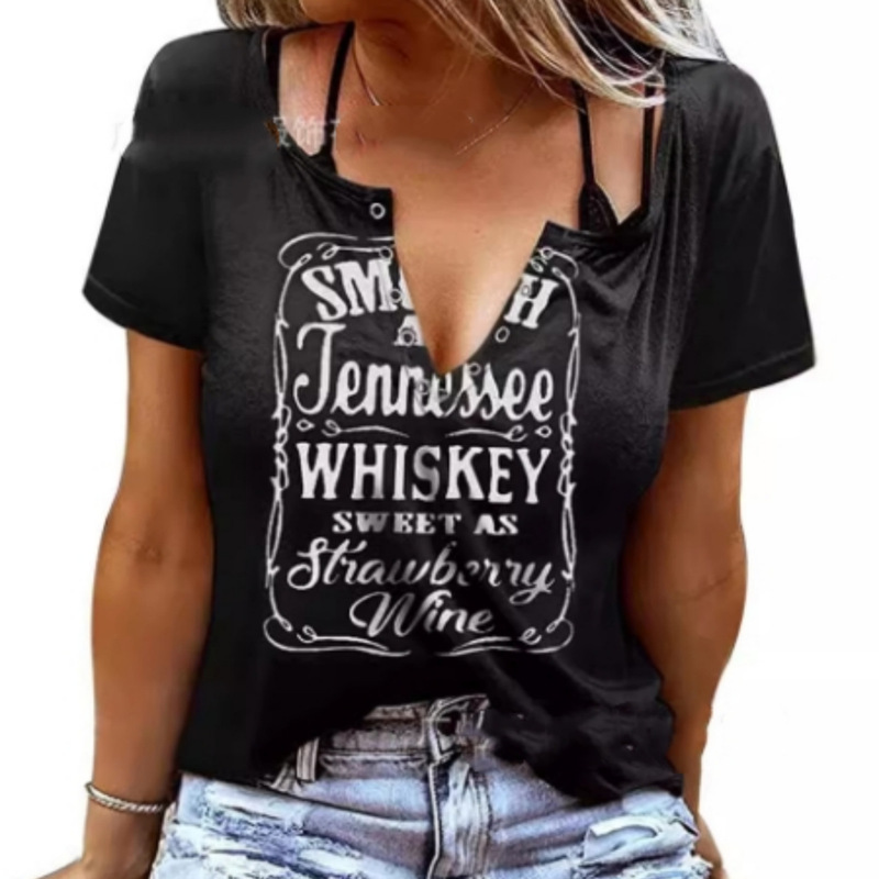 European and American Hot Models Amazon Cross-Border Export Women's Clothing Fun Letter Print V Neck Sleeveless T-Shirt in Stock European and American Hot Models Amazon Cross-Border Export Women's Clothing Fun Letter Print V Neck Sleeveless T-Shirt in Stock