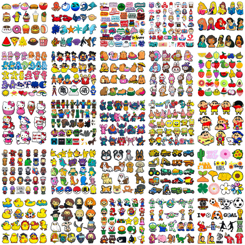 100 Sets of Hot-Selling Croc Shoe Accessories, Shoe Flowers, DIY Shoe Accessories, Pvc Soft Rubber Shoe Buckles, Croc Decorative Buckles