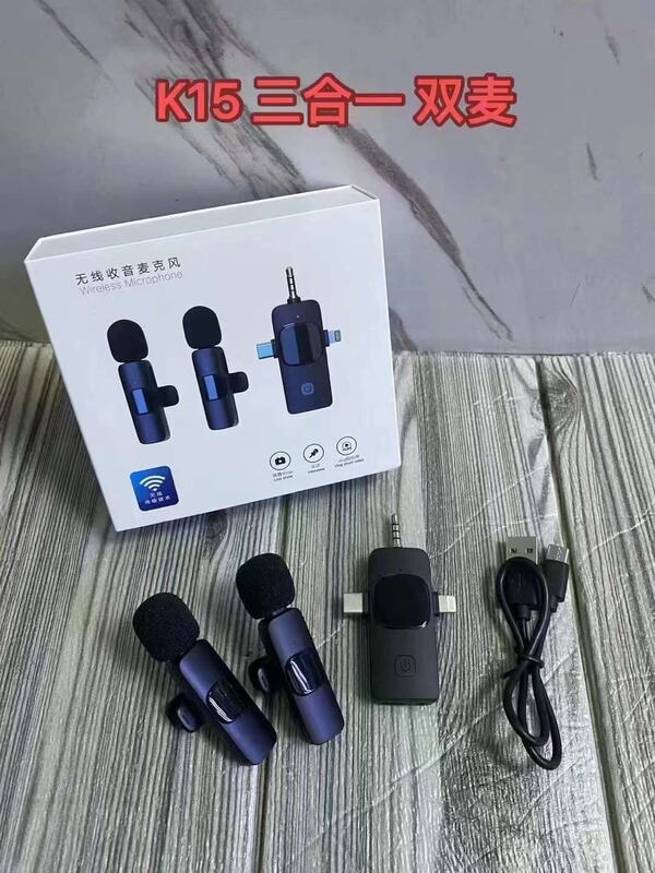 クロスボーダー k8k9 ワイヤレスラベリアマイクラジオ携帯電話マイクライブ録音マイクワイヤレスマイク 1 対 2|undefined