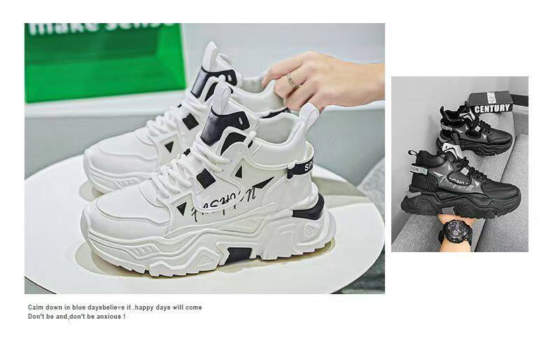Giày nam cao cổ Martin trẻ trung, giày thể thao casual cổ cao tăng chiều cao, đế cao 3 cm — C73 màu đen, C73 trắng chi tiết 2