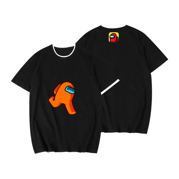 AMONG US black white-collar fake two T-shirt -04