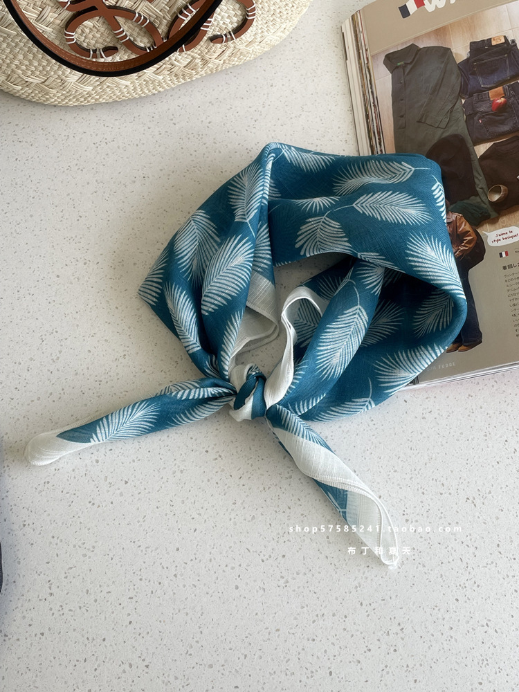 綿麻方巾合集 ~ 超多色柄砕花波点襟巾文芸森系頭巾髪帯包帯女