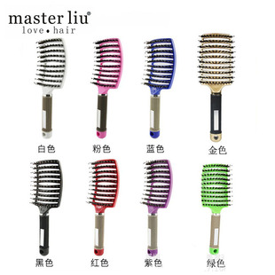 Mosquito-Repellent Comb for Curly Hair Styling, Large Curved Comb, Fluffy Rib Comb, Pig Bristle Comb, Curved Hair Smoothing Comb, Hairdressing Comb