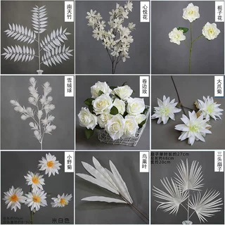 白色系婚庆仿真花婚礼布置插花花艺花材洋牡丹绢花花排装饰花假花