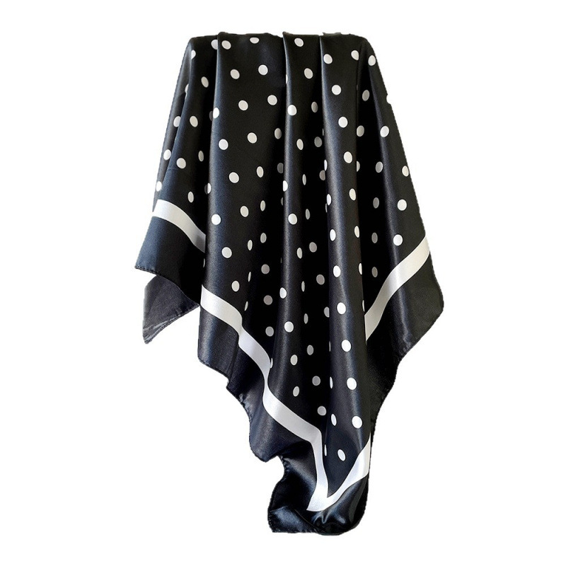 Women's Polka Dot Printed Imitation Silk Scarf 90 Cm Large Square Satin Headscarf_voghion.com