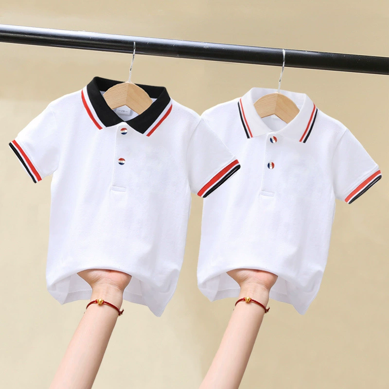 Детская белая рубашка, детская футболка с короткими рукавами, летняя белая рубашка-поло для девочек, футболка для мальчиков, форма для начальной школы, хит продаж