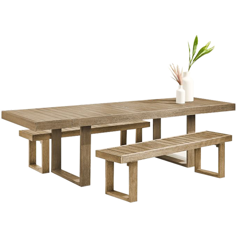 Mesas y sillas para patio exterior, muebles de madera anticorrosivos para jardín y balcón, conjunto de banco anticorrosivo para terraza y villa.