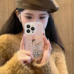 流沙金閃粉麻將適用蘋果15promax手機殼iPhone14全包13創意12/11