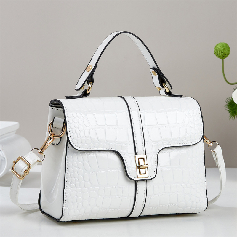 Nuevo bolso cuadrado simple con patrón de piedra, bolso de mano de cuero brillante, bolso de hombro de moda, bolsas transfronterizas