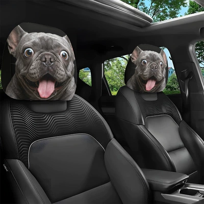 Customizable with Labels and | Universal seat cover - cute-french-dou-double-sided-printing-2-pack