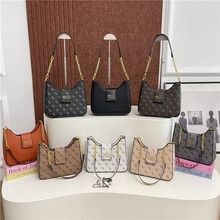 跨境G家欧美单肩包高级感复古印花月牙斜挎包时尚大字母腋下包潮