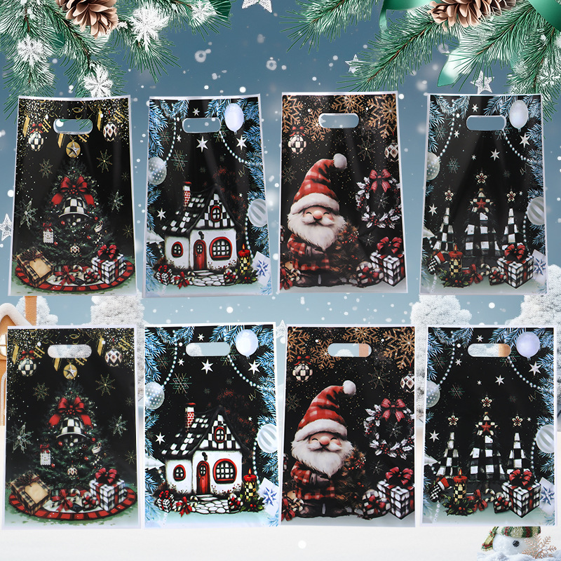 跨境新款圣诞老人礼品手提袋新年礼品袋伴手礼烘焙包装饼干手提袋