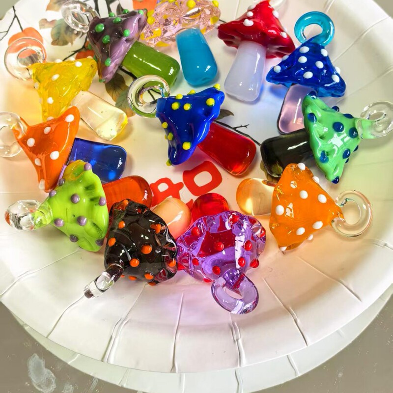 40X26Mm Glazed Mushroom Pendant Handmade DIY Jewelry Mobile Phone Chain Keychain Pendant Hand String Bead Accessories Material