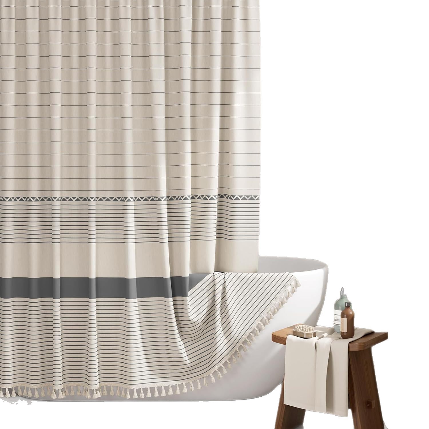 Cortina de ducha de lino jacquard Amazon, impermeable y antimoho, cortina divisoria para baño, cortina de tela impermeable, venta al por mayor