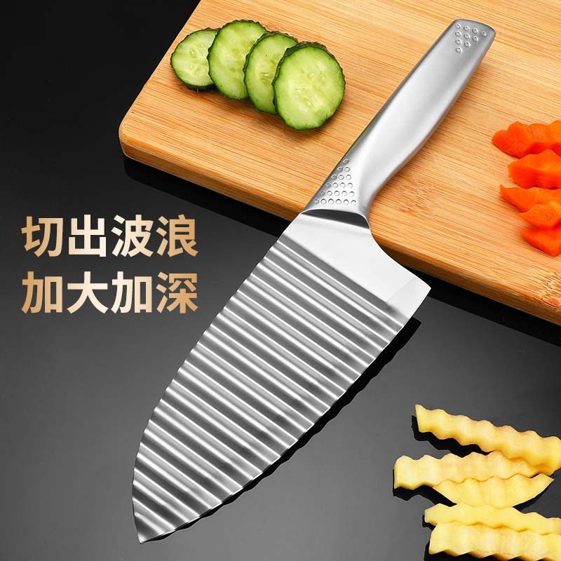 Patatas fritas, cuchillo de dientes de lobo, cuchillo de cocina, cortador de verduras, patatas al por mayor