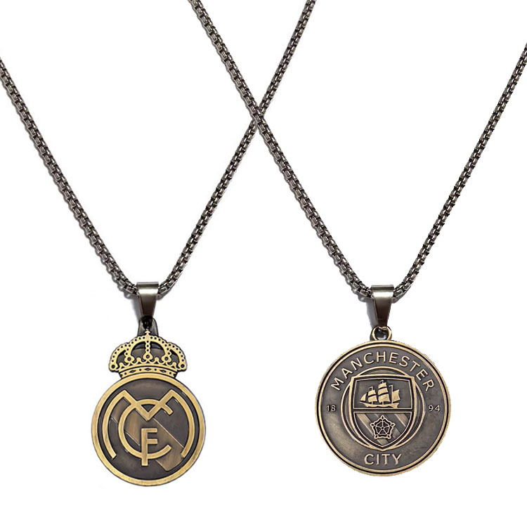 Real Madrid, Ac Milan, Chelsea, Al Nassr, Inter Milan, Manchester City Football Team Logo Club Accessories Necklace Pendant