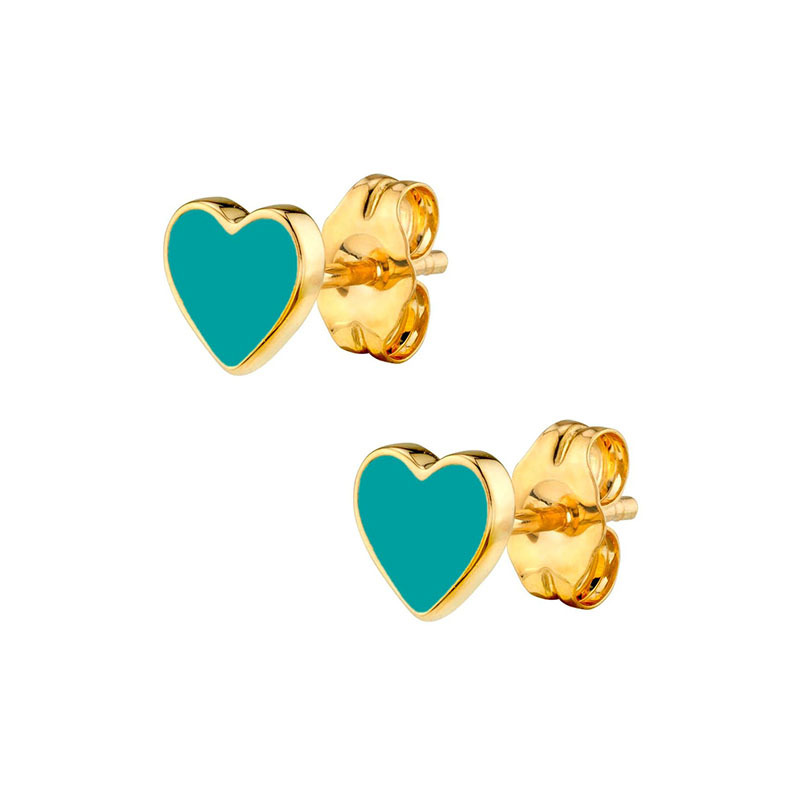 Boucles D&#39;oreilles En Forme De Coeur Époxy Multicolores Simples Boucles D&#39;oreilles Sauvages Compactes display picture 5