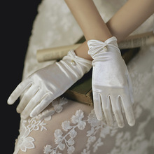 小红书推荐直播迎宾珍珠白手套缎面新娘伴娘珠宝旅拍婚纱礼服道具