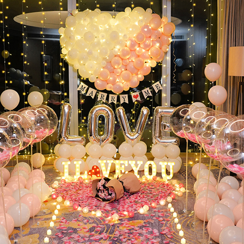 Celebrity en línea propuesta globo apoyos romántica sorpresa escena diseño suministros confesión aniversario decoración Qixi Día de San Valentín