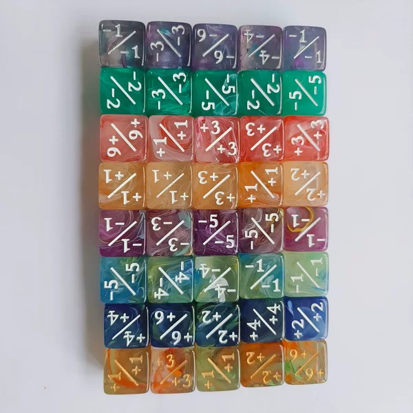 16mm Brushed Mixed Three or Four Colors Plus and Minus Symbols Energy Dice D6 Game Board Game Cross-Border Mtg Magic: the Gathering