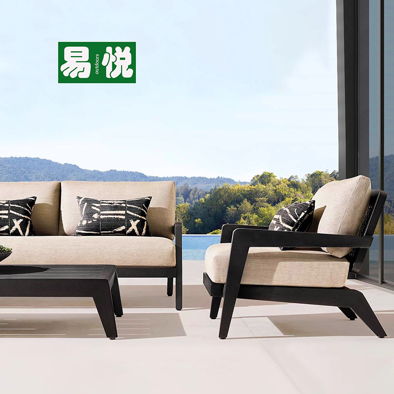 Sofá al aire libre patio terraza teca nórdica villa jardín al aire libre moderno minimalista casa modelo sofá silla