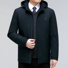 专柜正品冬季男桑蚕棉衣爸爸装休闲连帽丝夹棉外套中老年防风保暖