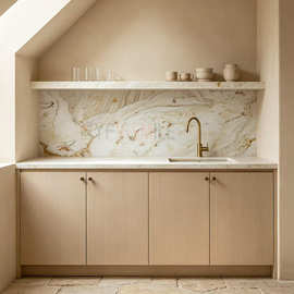 White Marble Slab Kitchen Countertop Backsplash Wall Panel
