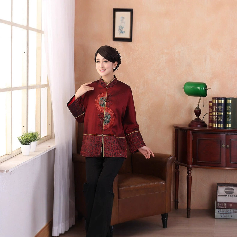 Женская одежда среднего и пожилого возраста Одежда для мам Осенний женский костюм в стиле Тан Топ Cheongsam Рабочая одежда Одежда для выступлений