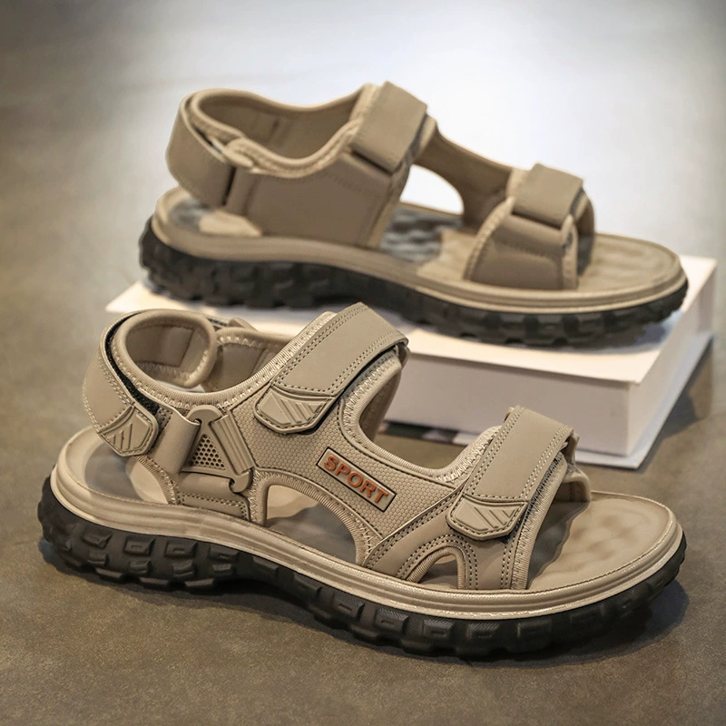 Мужские сандалии 2025, новые летние молодежные спортивные римские туфли с мягкой подошвой, легкие пляжные туфли для прогулок по воде