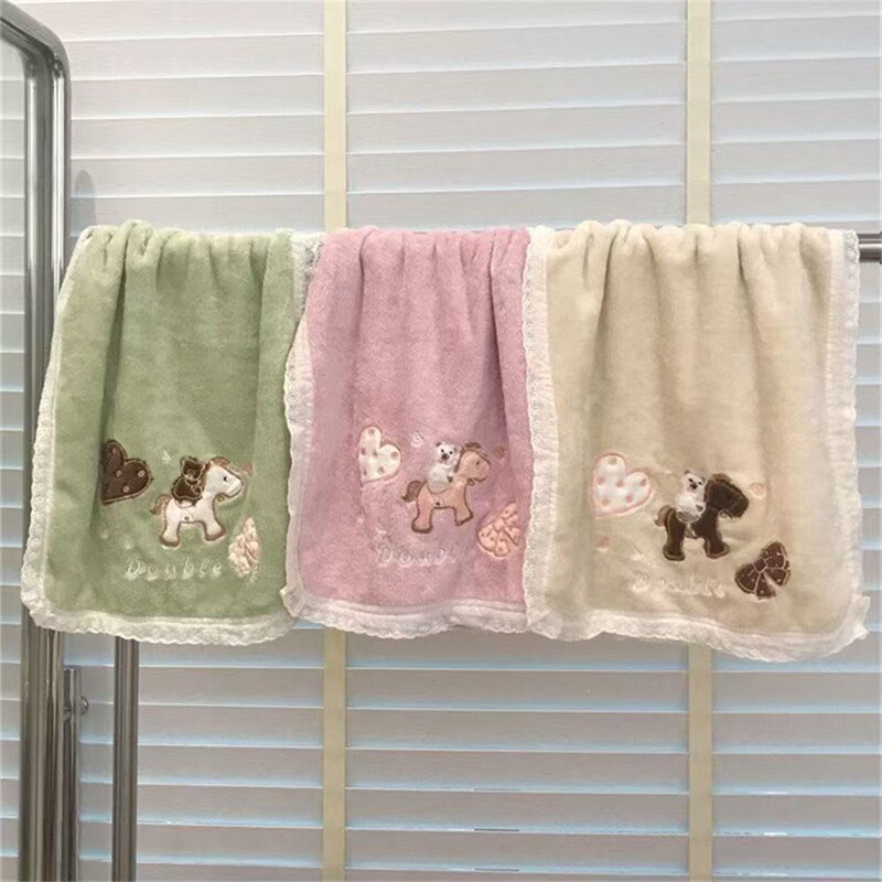 High-Appearance Pony-Themed Cute Towel for Girls, Soft Face Towel for Home Use, Student Face Towel, Absorbent Towel